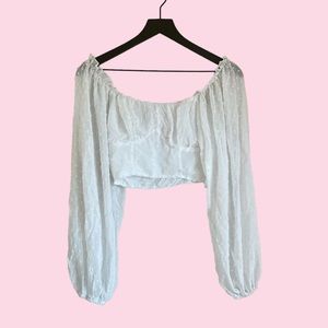 White Cropped Sheer Top